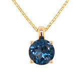 14 Karat Yellow Gold Pendant with One 1.03 Carat Round London Blue Top